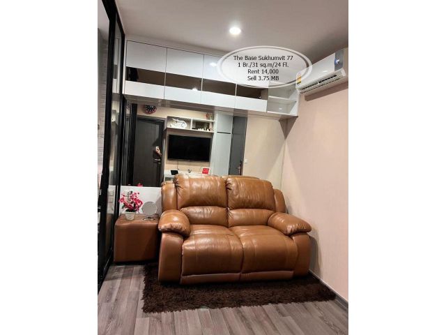 เช่า&ขาย- The Base Sukhumvit 77/1 ห้องนอน/ 31 ตร.ม. /ชั้น 24 ใกล้ BTS อ่อนนุช เช่า 14,000 /ขาย 3.75 ล้าน