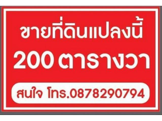 ขายที่ดินพัทยา ต.ห้วยใหญ่  อ.บางละมุง จ.ชลบุรี เนื้อที่ 200 ตาราง