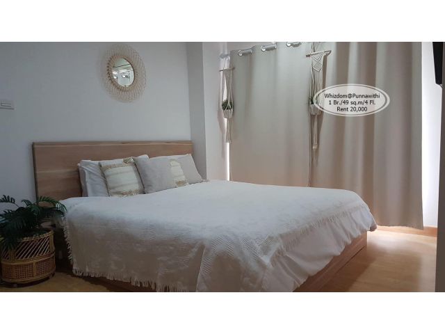 เช่า- Whizdom@ปุณณวิถี/ 1 ห้องนอน /49 ตรม./ชั้น 4 /ใกล้ BTS ปุณณวิถี เช่า 20,000