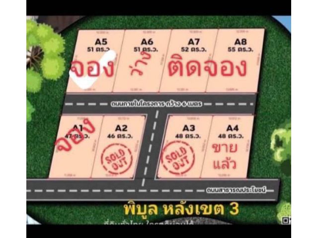 ที่ดินสด- ผ่อนได้  หลังเขต 3 อ.พิบูลมังสาหาร  250,000 บาท