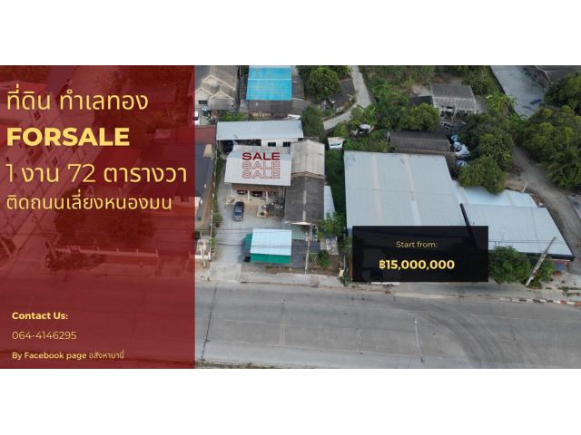 ขายด่วน!! ที่ดินสวย ติดถนนเลี่ยงหนองมน  ต.เหมือง อ.เมือง ชลบุรี