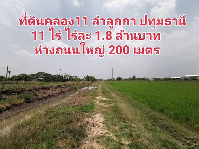 ที่ดินคลอง11 ลำลูกกา 11 ไร่ 182 ตร.ว
