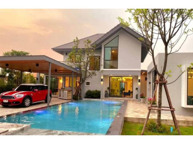 ให้เช่าบ้านสันทรายสไตล์โมเดิร์น เนื้อที่ 162 ตร.ว ราคาเช่า 130,000 บาท (สัญญาเช่า1ปี)