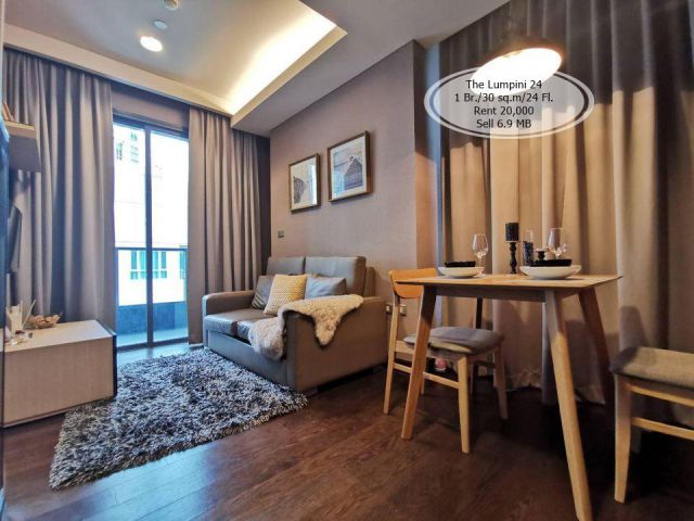 เช่า&ขาย- The Lumpini 24/ 1 ห้องนอน /30 ตรม./ชั้น 24 ใกล้ BTS พร้อมพงษ์ เช่า 20,000 /ขาย 6.9 ล้าน