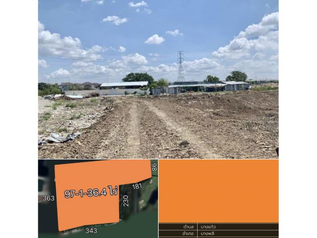 ขายที่ดิน 97-1-36.4 ไร่ ผังส้ม ใกล้เมกาบางนา