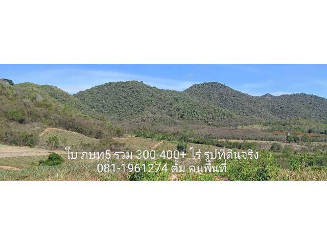 ขายที่ดิน ภบท5 300-400 ไร่  มีทางเข้า 2 ทาง บนเนินและติดชายเขา ซีวิวเขาชัดๆ