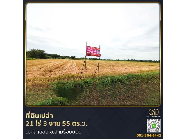 ที่ดินเปล่า 21 ไร่ 3 งาน 55 ตร.ว. ต.ศิลาลอย อ.สามร้อยยอด