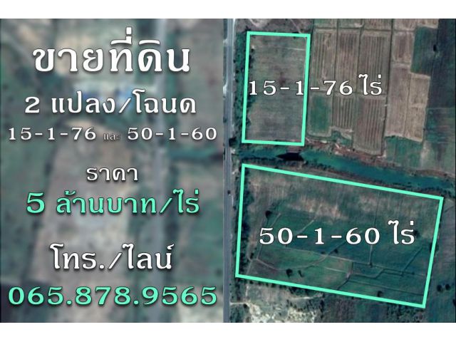 ขายที่ดิน 15 ไร่ & 50 ไร่ (2 แปลง, 2 โฉนด) ติดทางหลวงสาย 11 อ.หนองบัว นครสวรรค์