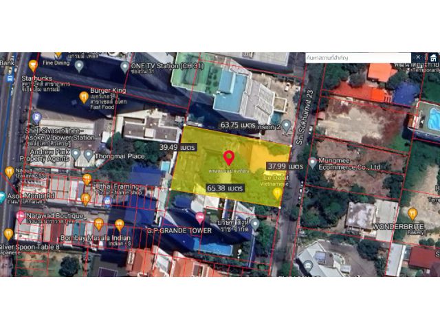 ขายที่ดินสุขุมวิท23 642 ตรว. หน้าม.ประสานมิตร