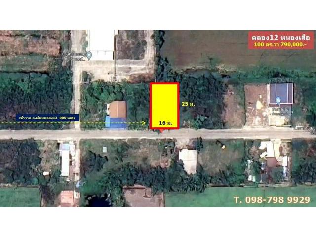 ที่ดินคลอง 12 หนองเสือ ขนาด 100 ตรว.
