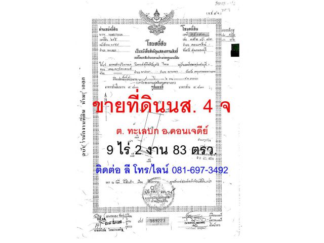 ขายที่ดิน ต.ทะเลบก อ.ดอนเจดีย์ สุพรรณบุรี