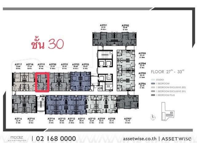 ขายใบจองคอนโด Modiz avantgarde  รังสิต ชั้น 30