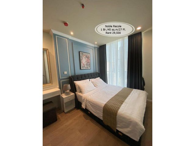 เช่า- Noble Recole /1 ห้องนอน / 45 ตร.ม. /ชั้น 27 ใกล้ BTS อโศก เช่า 29,500