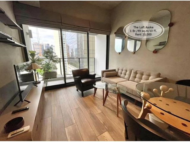 เช่า- The Loft Asoke /1 ห้องนอน / 49 ตร.ม /ชั้น 10 /ใกล้ BTS อโศก เช่า 35,000