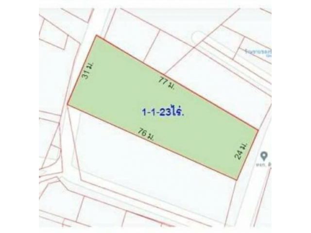 ขายที่ดินใกล้ถนนเลี่ยงหนองมน 1-1-23ไร่ เหมา 8.5ล้าน ต.เหมือง อ.เมือง จ.ชลบุรี - ที่ดินติดถนนสาธารณะหัวท้าย หน้ากว้างด้านหน้า 24เมตร ด้านหลัง 31ม