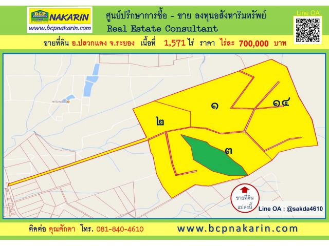 ขายที่ดินพร้อมสวนยาง 1,571 ไร่ ต.หนองไร่ อ.ปลวกแดง จ.ระยอง