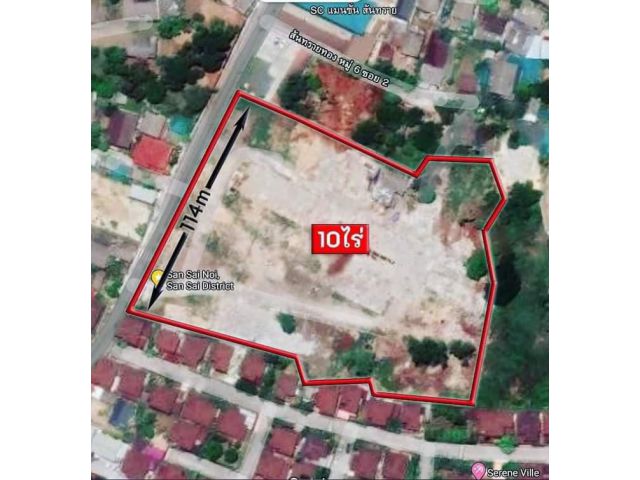 ขายที่ดินใกล้กาดสามแยกสันทรายผังเมืองสัส้มพร้อมโอน