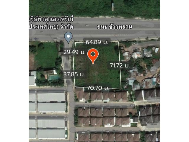 ที่ดินติดถนนข้าวหลาม 2-3-96ไร่ ขายตรว.ละ 45,000 บาท ต.ห้วยกะปิ อ. เมือง จ. ชลบุรี   หน้าที่ดินติดถนนข้าวหลามกว้าง  65 เมตร ลึก 70 เมตร