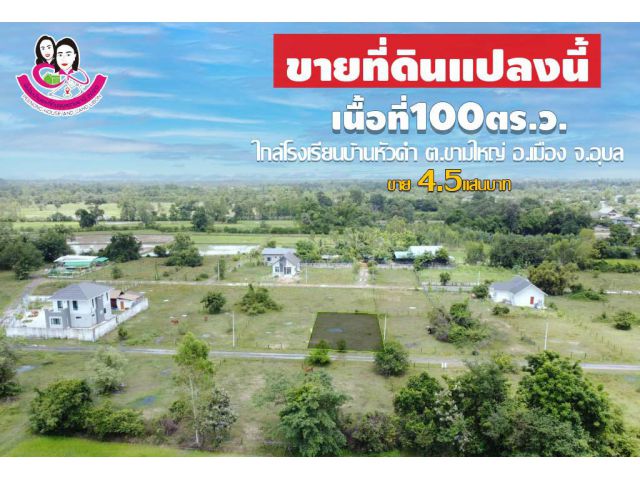 ขายที่ดินเปล่า 100ตร.ว. เหมาะสร้างบ้านพักอาศัย ขามใหญ่ อ.เมือง จ.อุบล