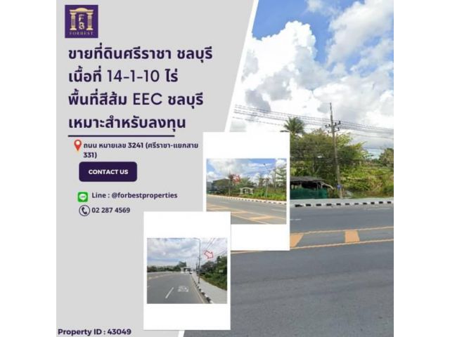 43049 ขายที่ดินศรีราชา ชลบุรี พื้นที่สีส้ม EEC ชลบุรี