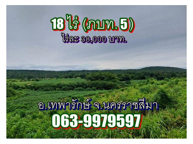 ขายที่ดิน18ไร่(ภบท.5)เชิงเขาวิวสวยติดคลองน้ำ ต.บึงปรือ อ.เทพารักษ์ จ.นครราชสีมา