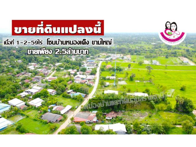 ที่ดิน 1-2-59ไร่ สร้างบ้าน/ทำบ้านสวน บรรยากาศดี ใกล้เมือง  ต.ขามใหญ่ อ.เมือง จ.อุบล