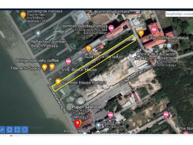 PK586ให้เช่าที่ดิน ติดถนนเรียบหาด จอมเทียน ขนาด 3ไร่ 1งาน 50 ตรว. พร้อมสิ่งปลูกสร้างเป็นอาคาร 3ชั้น ตำบลนาจอมเทียน อ.สัตหีบ ช
