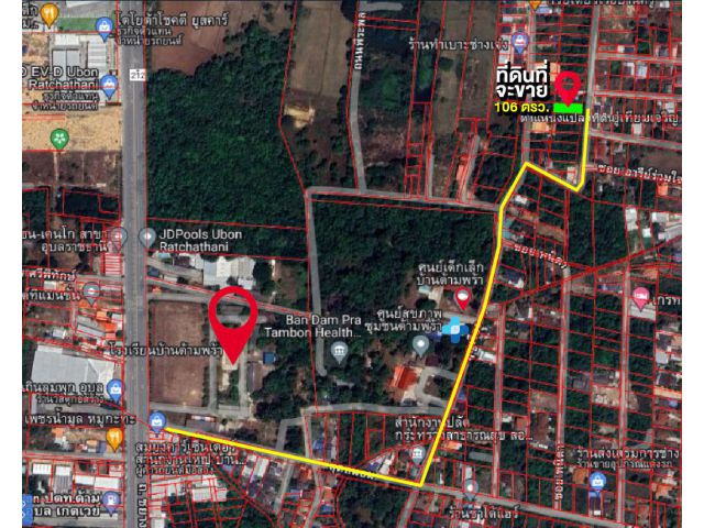 ที่ดิน แปลงสวย 106 ตารางวา หลัง โรงเรียนบ้านด้ามพร้า