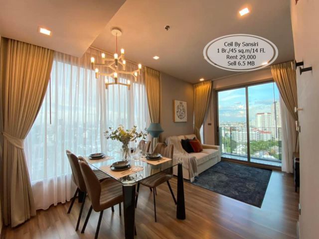 เช่า&ขาย- Ceil By Sansiri / 1 ห้องนอน /45 ตรม./ชั้น 14 /ใกล้ BTS เอกมัย  เช่า 29,000/ขาย 6.5 ล้าน