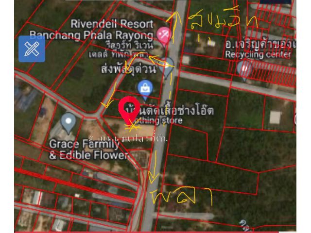 ขายที่ 1ไร่ 52 ตรว. ที่สวยติดถนนหลักลงหาดพลา