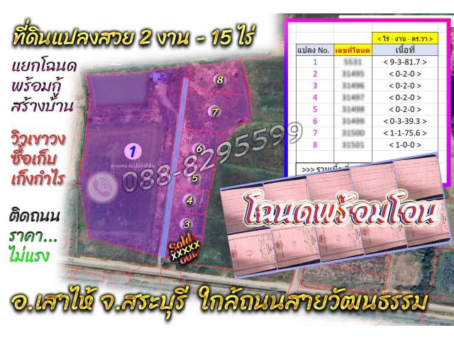 ►►► *** (เจ้าของขายเอง) ขายที่ดิน 200 ตารางวา ถึง 15 ไร่ ใกล้ถนนสายวัฒนธรรม