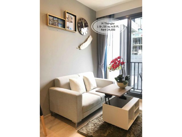 เช่า- M Thonglor /1 ห้องนอน /35 ตร.ม/ชั้น 8/ ใกล้ BTS ทองหล่อ /เช่า 24,000