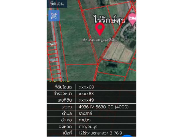 ขายด่วน! ที่ดินสวย รางสาลี่ อยู่ในชุมชน 12ไร่ 3งาน 76ตรว ไร่ละ 270,000 ใกล้ 7-11รางสาลี่ ติดไร่อินทผาลัม ติดทางสาธารณะ