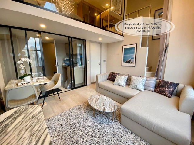 เช่า- Knightsbridge Prime Sathorn / 1 ห้องนอน (Duplex) /38 ตรม./ชั้น 38/ใกล้ BTS ช่องนนทรี เช่า 30,000