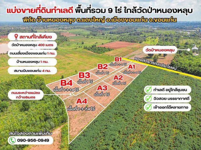 ที่ดินแบ่งแปลงสวยๆ พิกัดบ้านหนองหลุบติดกับวัดป่าบ้านหนองหลุบ มีทั้งหมด 8 แปลง
