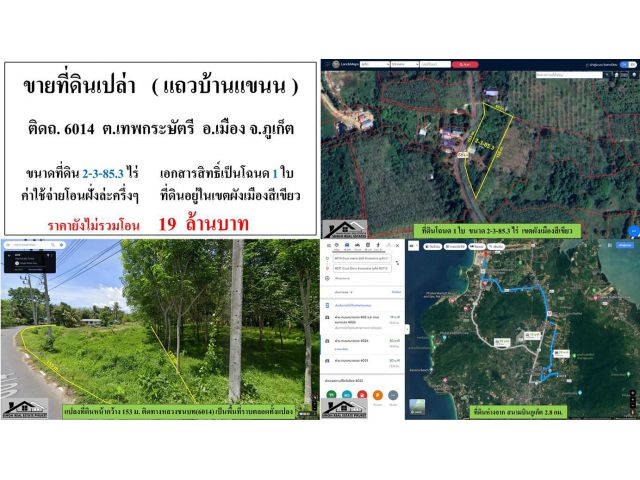 ขายที่ดินเปล่า แถวบ้านแขนน ( ติดถนน 6014 ) - ขนาดที่ดิน 2-3-85.3 ไร่