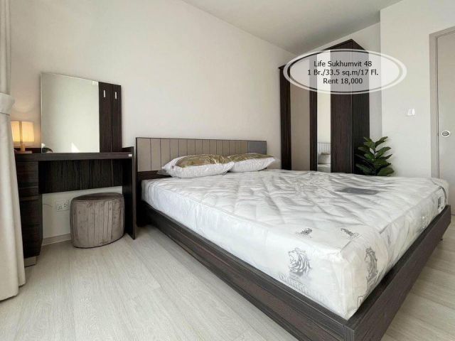 เช่า- Life Sukhumvit 48/1 ห้องนอน/ 33.5 ตร.ม. /ชั้น 17 ใกล้ BTS พระโขนง เช่า 18,000