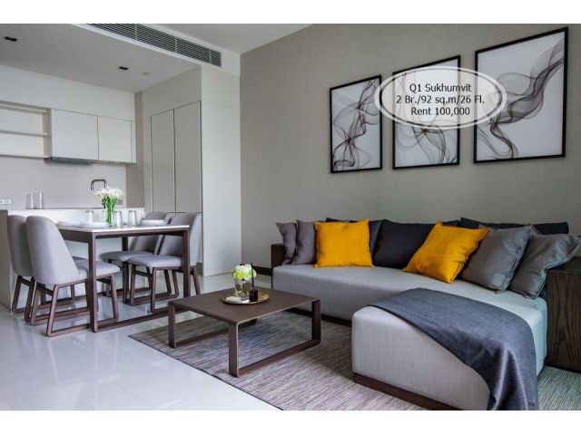 เช่า- Q1 Sukhumvit/2 ห้องนอน /92 ตร.ม/ชั้น 26 ใกล้ BTS นานา/เช่า 100,000