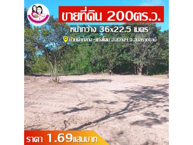 ขายที่ดินเปล่า 200ตร.ว. โซนบ้านคำกลาง อ.สว่างวีระวงค์