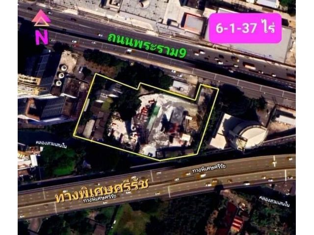 R624-023 ขายที่ดิน 6 ไร่ ติดถนนพระราม9 ใกล้เซ็นทรัลพระราม9 ตรงข้ามการรถไฟแห่งประเทศไทยเนื้อที่ 6-1-37 ไร่(2,537 ไร่)สามารถซื้อเพิ่มได้อีก
