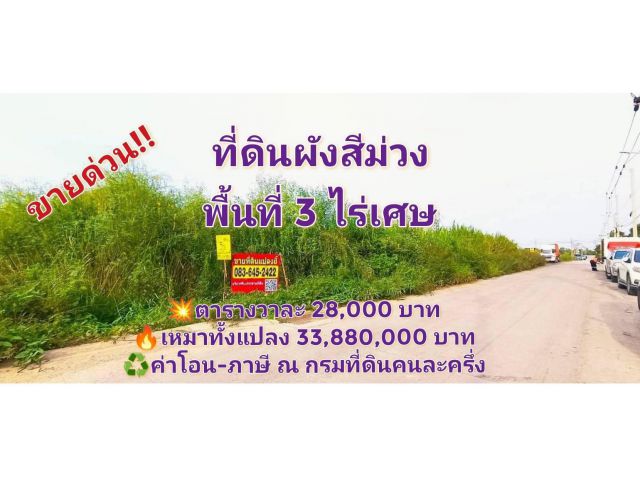 ขายที่ดินผังสีม่วง 3 ไร่เศษแปลงมุม เหมาะสร้างโกดัง+โรงงานซอย คุ้มเกล้า 50 ลาดกระบัง กรุงเทพมหานคร095-879-4465