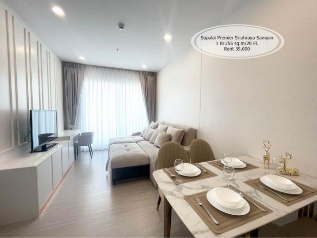 เช่า- Supalai Premier สี่พระยา-สามย่าน/ 1 ห้องนอน /55 ตรม./ชั้น 20 / ใกล้ MRT  สามย่าน เช่า 35,000