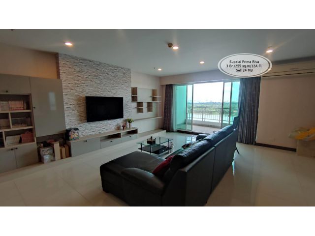 ขาย-Supalai Prima Riva /3 ห้องนอน /255 ตรม./ทิศใต้/ชั้น 12A วิวแม่น้ำ/ห้องมุม /ขาย 24 ล้าน