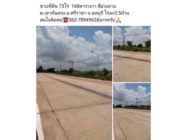 ขายที่ดิน 73ไร่  168ตารางวา สีม่วงลาย ต.เขาคันทรง อ.ศรีราชา จ.ชลบุรี ไร่ละ3.5ล้าน สนใจติดต่อ️063-7894962มังกรครับ