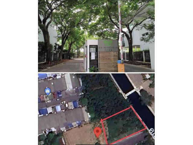 PK629ขายที่ดินเปล่าหัวมุมติดคลอง 173.8 ตรว พิกัด ศรีนครินทร์ปาร์ค บางนา