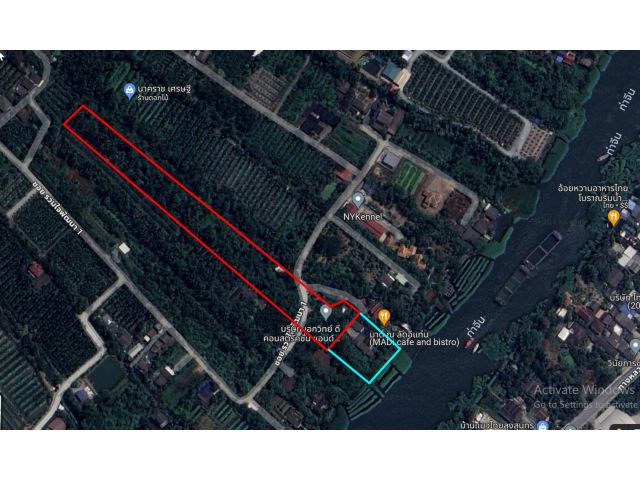land for sale next to the Tha Chin River ายที่ดินเปล่าติดแม่น้ำท่าจีน เนื้้อที่ 4ไร่3งาน20ตรว.