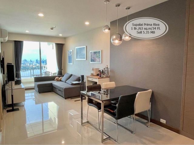 ขาย- Supalai Prima Riva /1 ห้องนอน / 63 ตร.ม. /ชั้น 34  ขาย 5.35 ล้าน