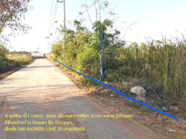 @@ขายที่ดินใกล้ถนนบายพาส (204) 4-0-14ไร่ ตำบลจอหอ เมืองโคราช ที่ดินหน้ากว้าง 50เมตร ลึก 100เมตร เหมาะปลูกบ้านอยู่อาศัย โกดัง @@