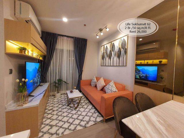 เช่า – Life สุขุมวิท 62/50 ตร.ม/2 ห้องนอน /ชั้น 8 ใกล้ BTS บางจาก เช่า 26,000