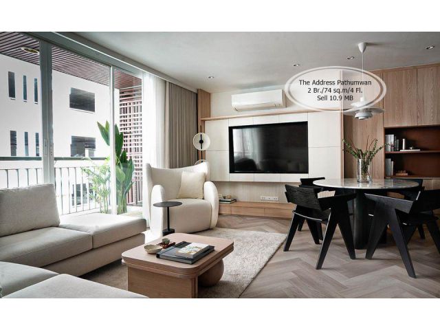 ขาย-The Address ปทุมวัน/2 ห้องนอน  /74 ตร.ม /ชั้น 4 /ใกล้ BTS ราชเทวี ขาย 10.9 ล้าน